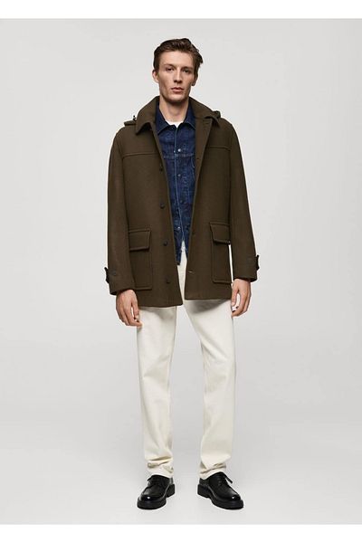 MANGO Man Wollmantel mit abnehmbarer Kapuze