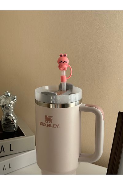 ÇAKRA Cute Rabbit Model Dust-Proof Silicone Leak-Proof Straw Cover 1 Piece Compatible with Stanley Thermos