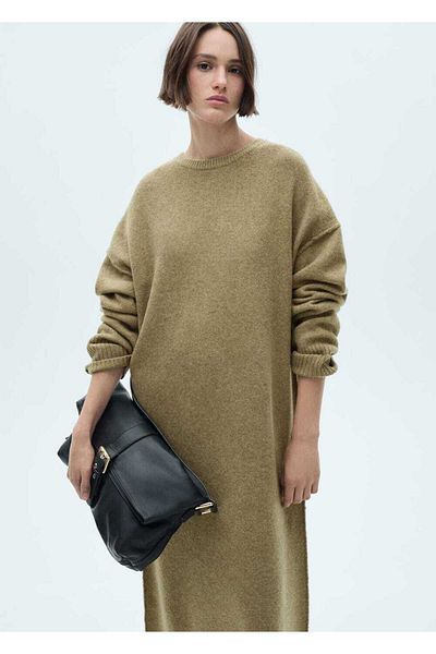 MANGO Woman Geripptes Strickkleid