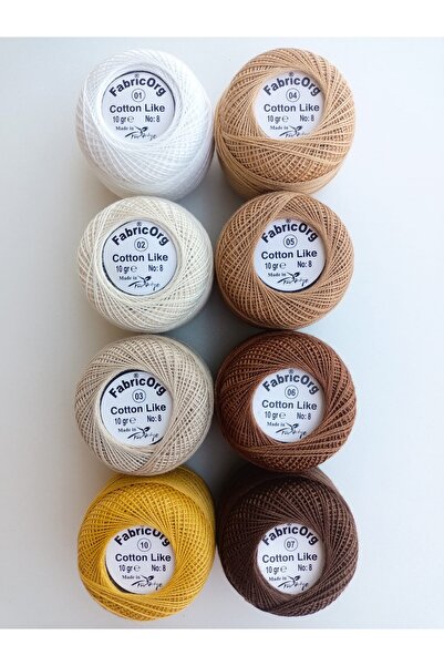 fabricorg مجموعة خيوط قطنية تشبه الإيتامين مكونة من 8 قطع 6 (10 جرام رقم 8)