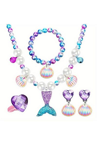 GlassySKY Mermaid Necklace and Bracelet Set - Party Supplies, Gift