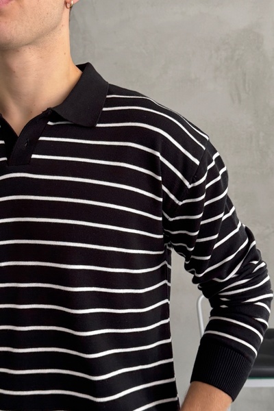 HYMAN Ανδρικό πλεκτό πουλόβερ με λαιμόκοψη από βαμβακερό πόλο