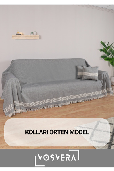 vosvera Husă de canapea din bumbac 180x320 cm cu set cadou 2 bucăți husă de pernă 40x40 cm