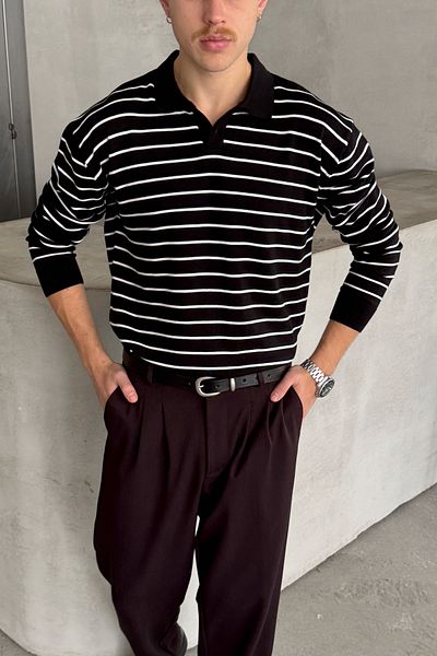 HYMAN Men's Cotton Polo Collar Oversize Knitwear Sweater