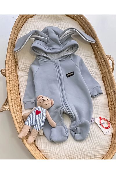 bymrt Winter Unisex Rabbit Eared Jumpsuit - 3 Thread Raster