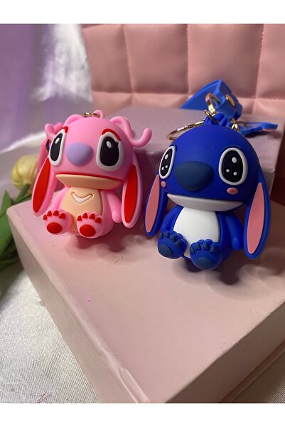 Stitch 1 Adet Lüx Anahtarlık , Pembe Veya Mavi Çanta Süsü