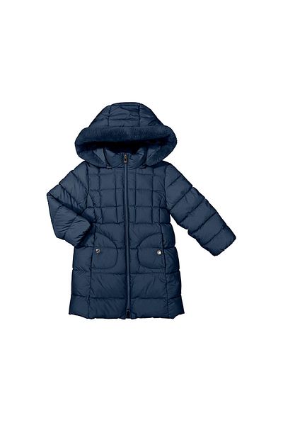 MAYORAL Winter Girl's Long Coat - Navy Blue