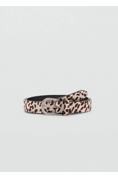 Mango Teen Leopard Print Leather Belt