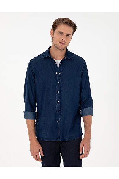 Pierre Cardin Lacivert Regular Fit Jean Gömlek 50292560-VR033