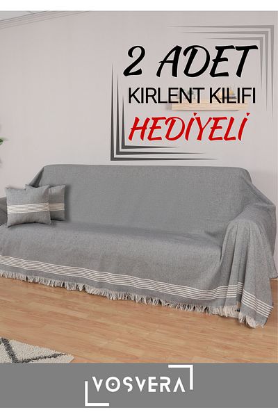vosvera Husa de canapea din bumbac 180x320 cm cu cadou 2 bucati 40x40 cm husa de perna