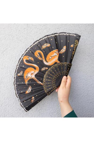 Piraye Gift Flamingo Desenli  Plastik Yelpaze