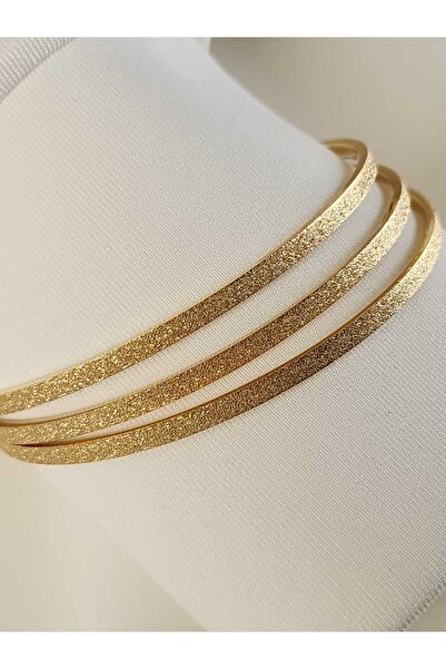 ZÜLİSCH سوار نسائي من الفولاذ الذهبي ساندي جليتر موديل 3 قطع ذهبي ستانلس