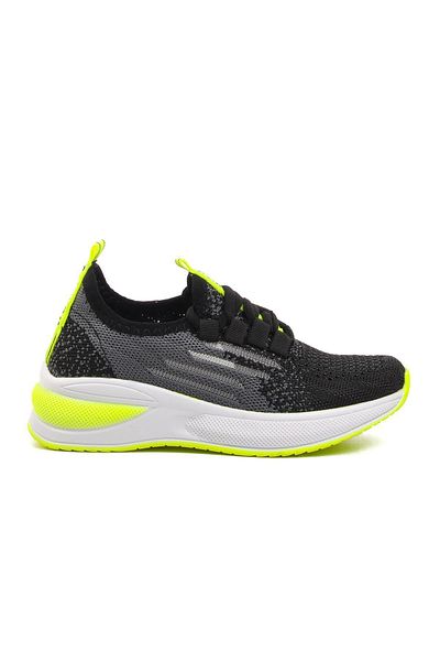 WALKWAY Black White Yellow Mesh Ornamental Laced Boys' Sports Shoes