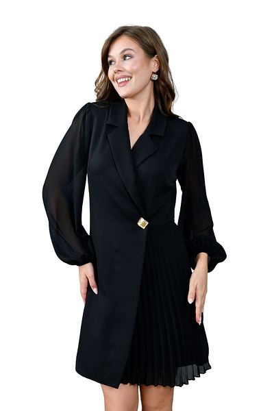 Moda Amore Rochie de seara de dama cu fusta plisata cu nasturi metalici - 017
