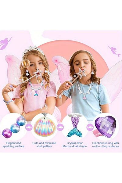 GlassySKY Mermaid Necklace and Bracelet Set - Party Supplies, Gift