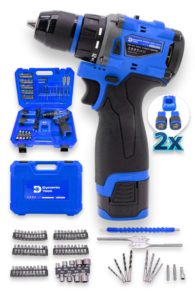 DynamicTech Profesyonel Kömürsüz Motor Çift Akülü Setli Şarjlı Darbeli Matkap...