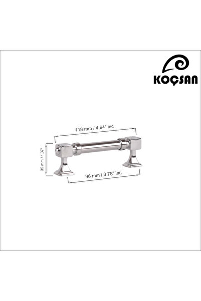 KOÇSAN Zumra Chrome 96 mm Handle Luxury Country Kitchen Furniture Cabinet Drawer Handle
