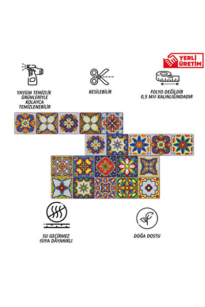 TİNK Kendinden Yapışkanlı Karnaval Desenli Pvc Karo 10x10 Cm 20'li Paket