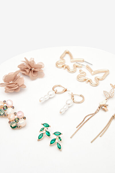 Penti Flower Altın Renk Küpe Seti