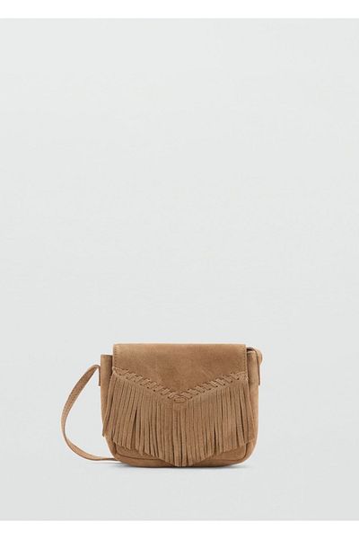 MANGO Kids Tassel Leather Bag