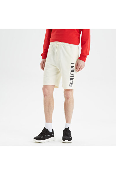 Nautica Erkek Krem Baskılı Standart Fit Şort