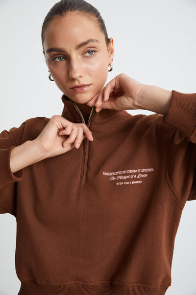 GRIMELANGE Dámská hnědá mikina Mileydi