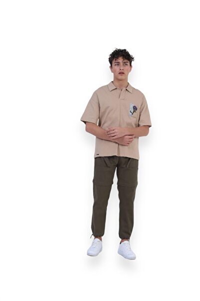 Zekids Tricou cu gât polo supradimensionat din bumbac pentru băiat