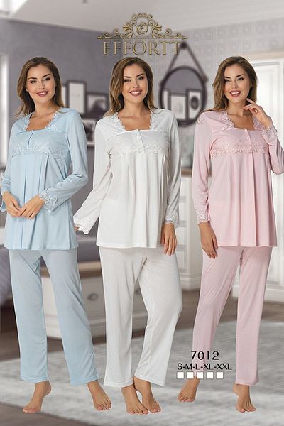 Effort Pijama Set de pijama de maternitate Effortt 7012 cu mâneci și guler din dantelă