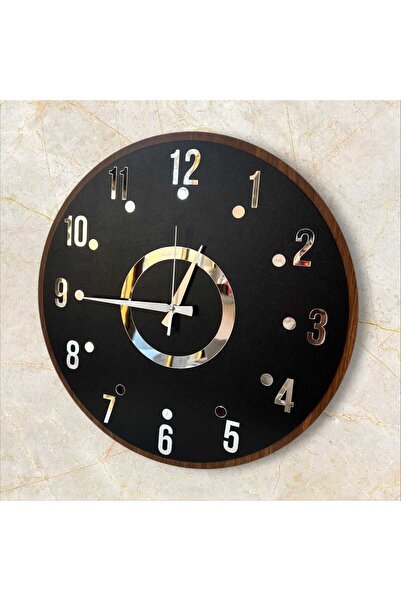 AA Shop Siyah Renk Gold Gri Aynalı Sayılı Sessiz Yılbaşı Hediyelik Ahşapannel...