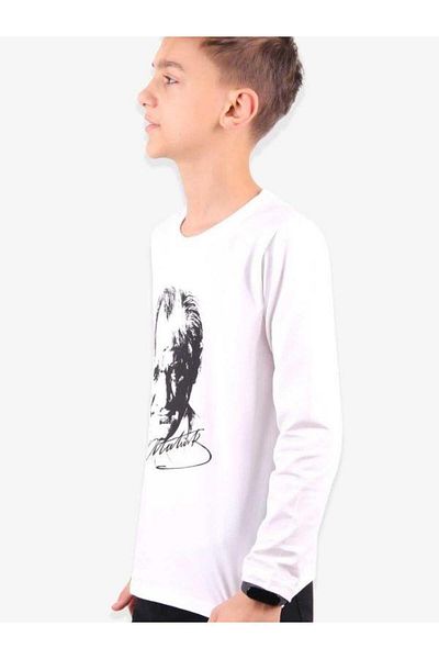 Breeze Children's Ataturk Printed Thin Long Sleeve Cotton Blouse