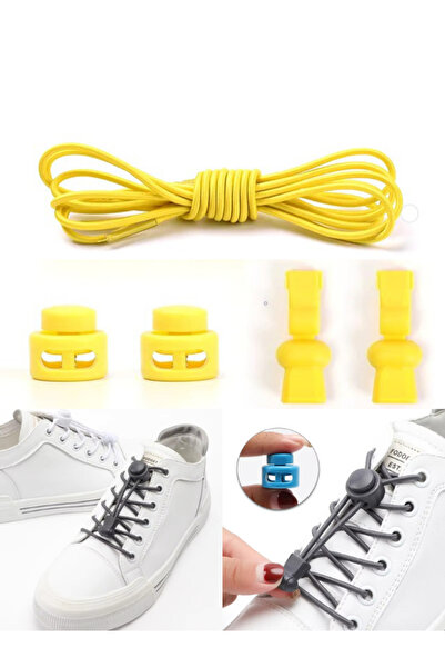 Heel'sUp أربطة أحذية مستديرة مطاطية صفراء عملية - قفل مرن وبلاستيك