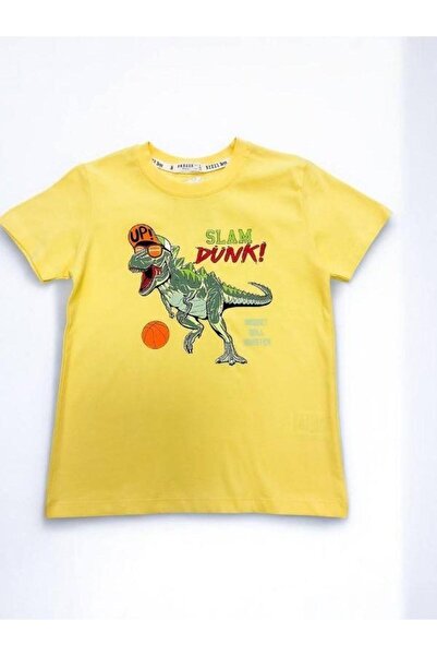 Zekids Мъжка детска тениска с къс ръкав от памук с динозавър
