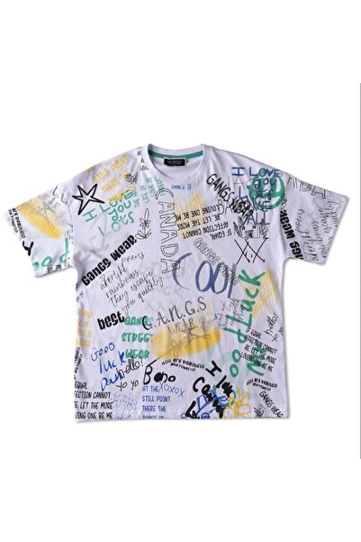 Marions Tricou cu design supradimensionat cu text graffiti pentru adolescenți
