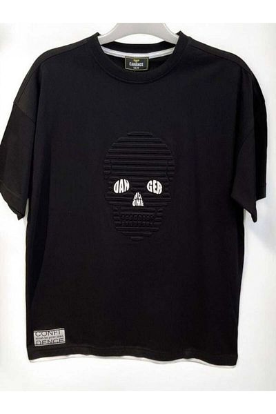 Zekids Tricou pentru copii din bumbac supradimensionat cu model de craniu