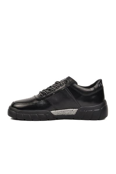 MARCOMEN Black Genuine Leather Men's Sneaker