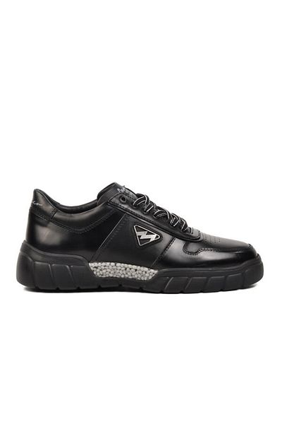 MARCOMEN Black Genuine Leather Men's Sneaker