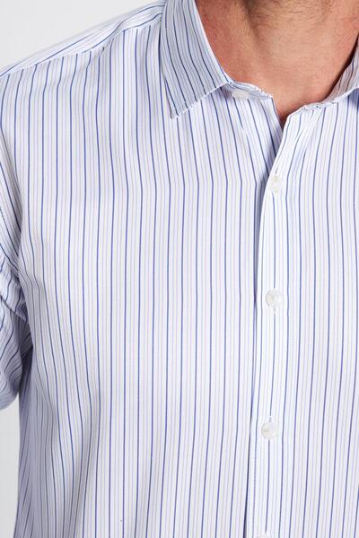 Tudors Férfi csíkos, karcsúsított ing - hosszú ujjú, 4 évszak, pamut, olasz gallér