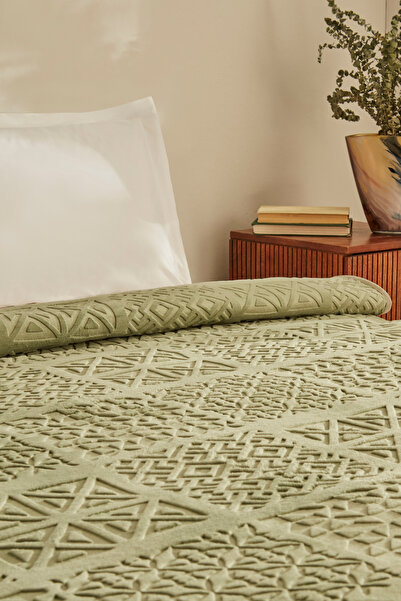 Karaca Home Rita Green Emboss Blanket - Double