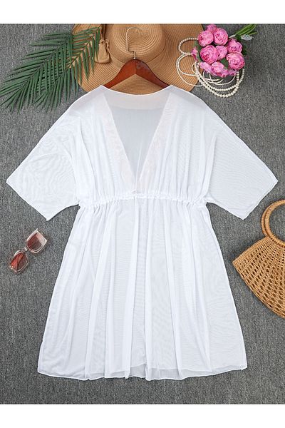 bikinistan White Ethnic Collar Pareo