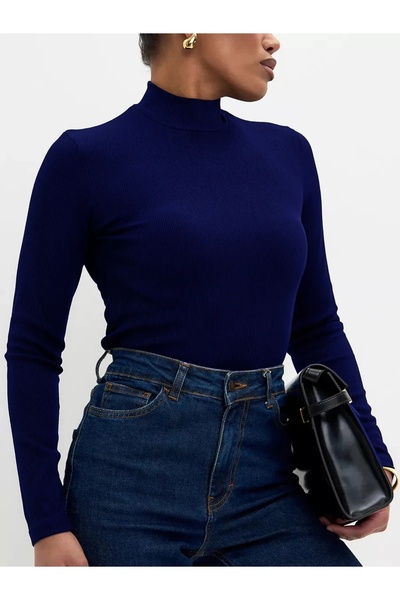 BNK Shop Bluză de corp cu mânecă lungă, albă, cu guler în picioare