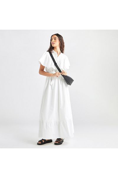 FAV Maxi Dress with Ruffle Detail and Tie-up Belt