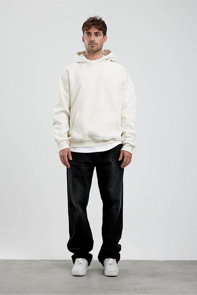 prtnc protonic Men's Oversize Hooded Sweatshirt - Off-White