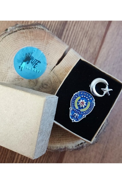 Butenin Atölyesi Emniyet mensubu amblemli rozet ve Ay Yıldız yaka rozeti