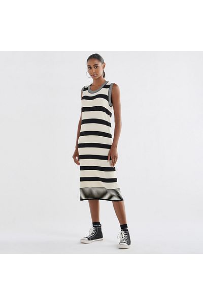 FAV Textured Sleeveless Dress with Round Neck