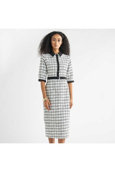 FAV Checked Shift Dress with Slit