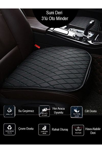 EARTHENHOME Bentley Continental Μπροστινό και Πίσω Σετ Μαξιλάρι Καθίσματος Μαύρο Δερμάτινο μαύρο Ράψιμο