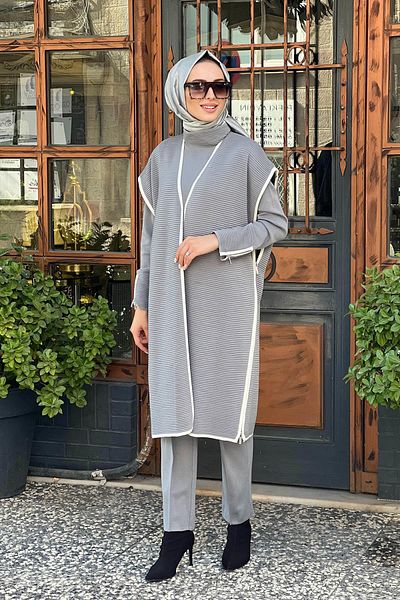 MISS DALIDA سترة تريكو رمادية - MISS DALIDA T25K-1009