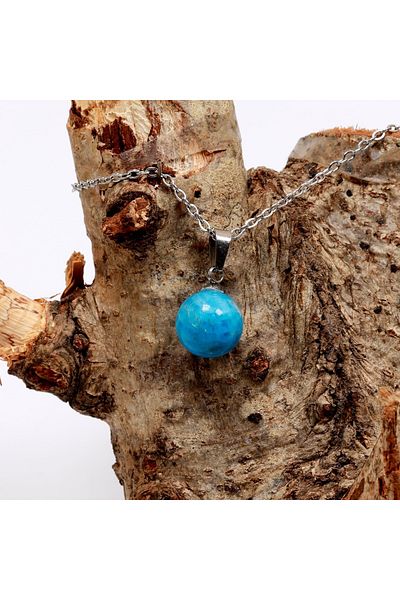 Taş Sandığı Apatite Stone Steel Necklace - 10 mm