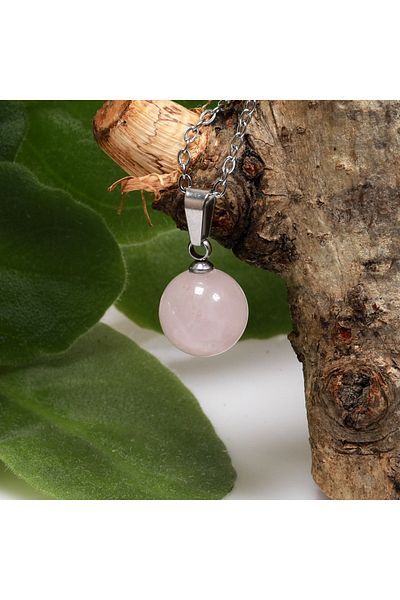Taş Sandığı Pink Quartz Steel Stone Necklace - 10 mm