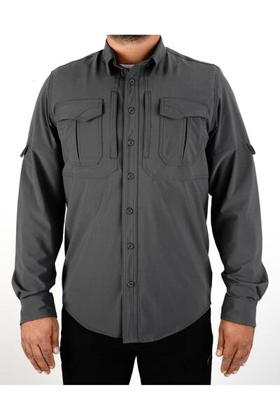 SNOWMOUNT Outdoor Likralı Su Kir Itici Terletmez Trekking Taktikal Antrasit Renk 4 Mevsim Gömlek
